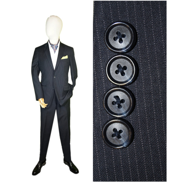 CUSTOM MADE 38R 32W MAXWELL CLOTHIERSBLUE SUIT